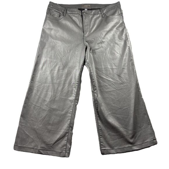 Kut From The Kloth Coated Jeans Meg Fab Ab Wide Leg High Rise Gray Size 18 C179 - Picture 1 of 11